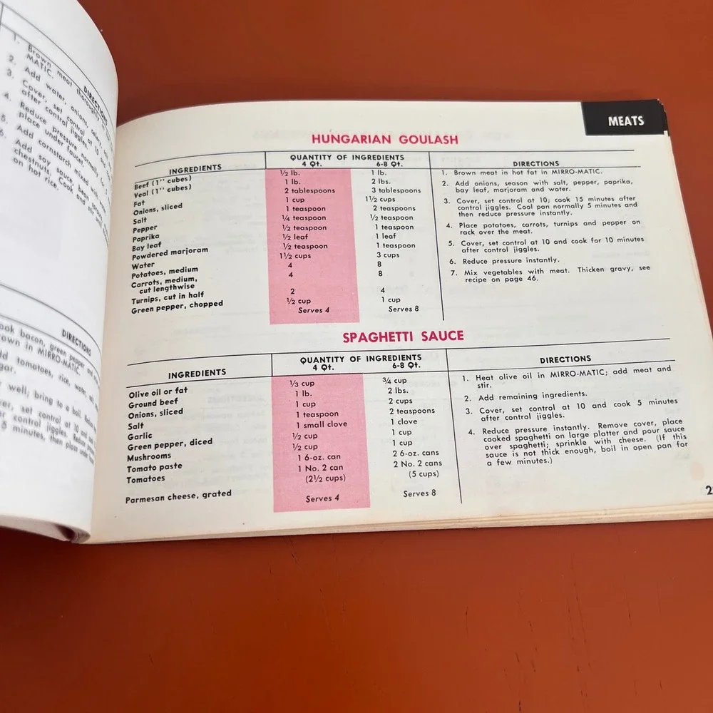 Vtg 1958 Mirro-Matic Deluxe Pressure Pan Recipe Book Instruction Manual 1950s